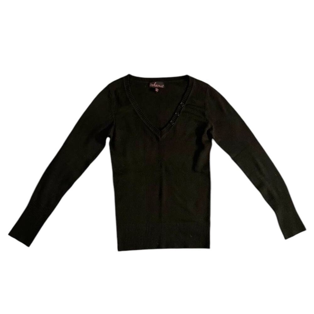 Takeout Women's Black V-Neck Sweater